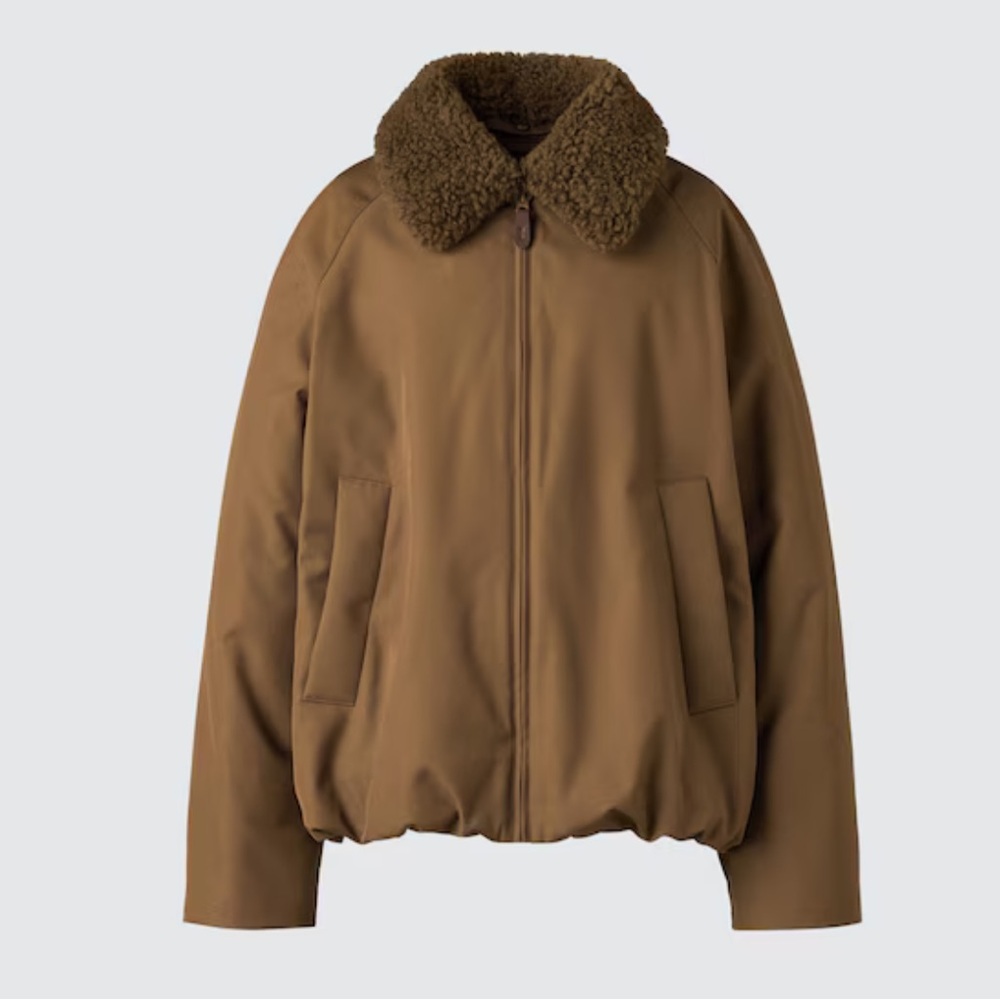 Uniqlo Brown Jacket with Faux Fur Collar